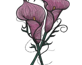 Calla Lily Flower Embroidery Design, Calla Lily Machine Embroidery File, Beautiful Flower Machine Embroidery, Flower Embroidery File, EMB