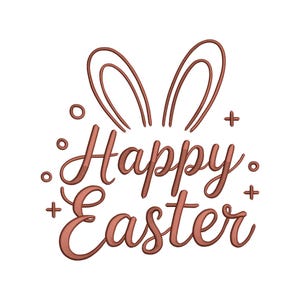 Happy Easter Script Stickdatei, Hasenohren Schriftzug, Maschinenstickerei, digitalisierte Stickdatei