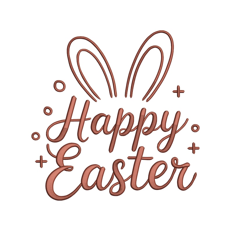 Happy Easter Script Stickdatei, Hasenohren Schriftzug, Maschinenstickerei, digitalisierte Stickdatei Bild 1