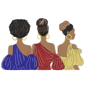 Afro Friends Embroidery Design, African Best Friends Embroidery, Woman Face Machine Embroidery File, Black Beauty Embroidery, Instant File