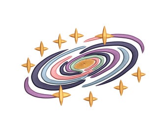 Galaxy Spiral Machine Embroidery Design, Cosmic Space Embroidery Pattern File, Instant Download
