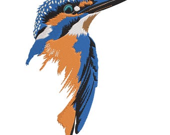 Kingfisher Bird Embroidery Design, Colorful Wildlife Machine Embroidery File, Instant Download