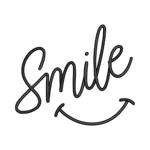 Motif de broderie script sourire, fichier de broderie Machine de citation manuscrite, téléchargement immédiat