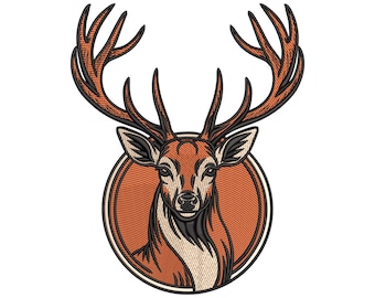 Wildlife Antler Buck borduurontwerp, hertenkop machineborduurbestand, Instant Download