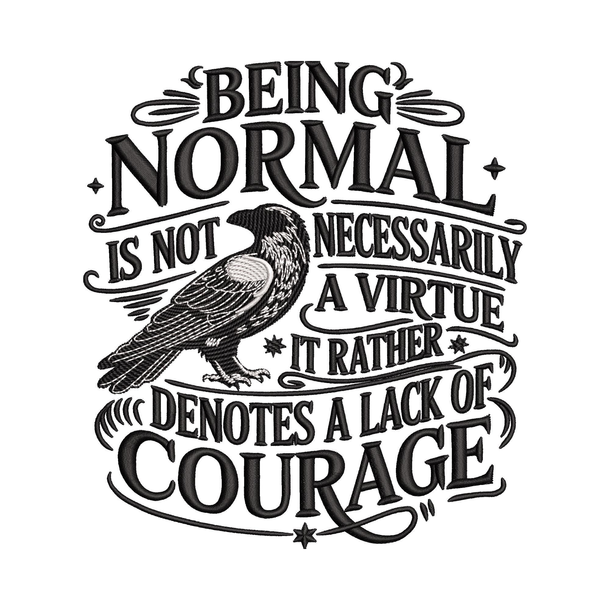 Raven Code Quote Raven Courage Typography Embroidery Design, Inspirational Quote Machine ...