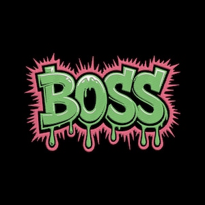 Boss Dripping Graffiti Broderidesign, Djärv Street Style Text Maskinbroderifil, Flera Format