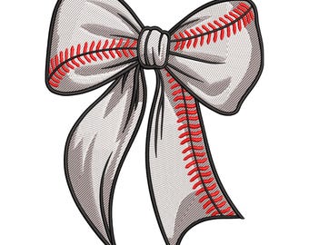Baseball Bow Embroidery Design, Sports Hair Ribbon Machine Embroidery File, Instant Download