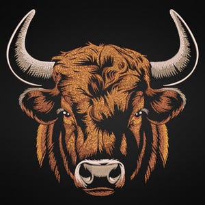 Bull Head Embroidery Design, Animal Machine Embroidery File, Cowboy Hat Embroidery File, Machine Embroidery Design, Cow Head Embroidery