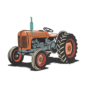 Broderidesign för vintage lantbrukstraktor: Digitalisera maskinbroderi för fordon, digital fil, omedelbar nedladdning
