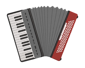 Accordion Embroidery Design, Musical Instrument Machine Embroidery File, Instant Download