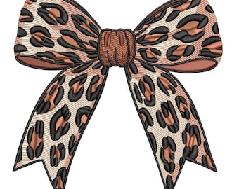 Women Leopard Bow Embroidery Design, Cute Leopard Bow, Girls Leopard Bow Machine Embroidery Design, Leopard Bow Embroidery Design For Women,