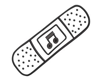 Music Bandage Embroidery Design, Musical Note Bandage Machine Embroidery File, Instant Download