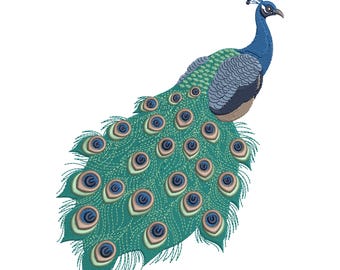 Peacock Embroidery Design, Beautiful Peacock Bird Machine Embroidery File, Instant Download