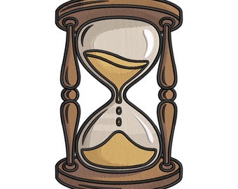 Vintage Hourglass Embroidery Design, Sand Timer Machine Embroidery File, Instant Download