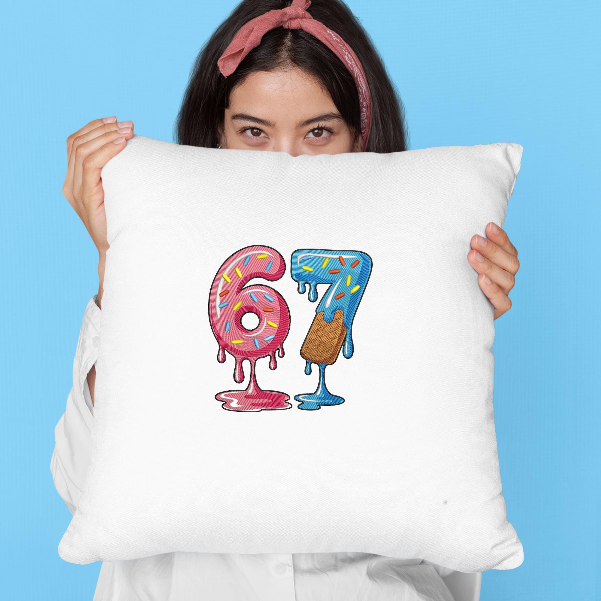 67 Donut & Ice Cream Numbers Embroidery Design, Funny Memes 6 and 7 ...