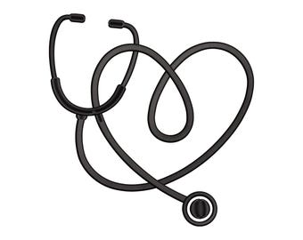 Heart Stethoscope Embroidery Design, Medical Love Machine Embroidery File, Instant Download