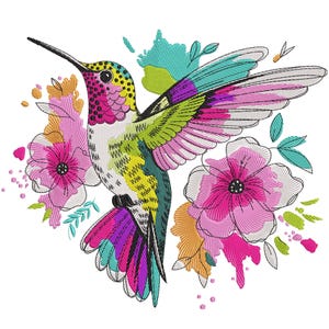カラフルなハチドリの刺繍デザイン、ハチドリの楽園の鳥の刺繍、飛ぶ鳥の機械刺繍ファイル、機械刺繍