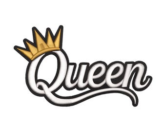 Queen Crown Embroidery Design, Queen Lettering Machine Embroidery File, Instant Download
