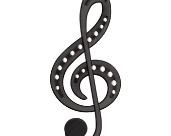 Treble Clef Music Note Embroidery Design, Musical Symbol Machine Embroidery File, Instant Download