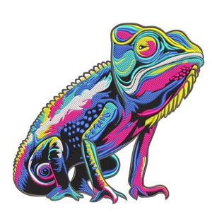 Chameleon Colorful Embroidery Design, Machine Embroidery Design, Chameleon Machine Embroidery File, Chameleon Digital Embroidery File