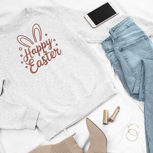 Happy Easter Script Stickdatei, Hasenohren Schriftzug, Maschinenstickerei, digitalisierte Stickdatei Bild 6