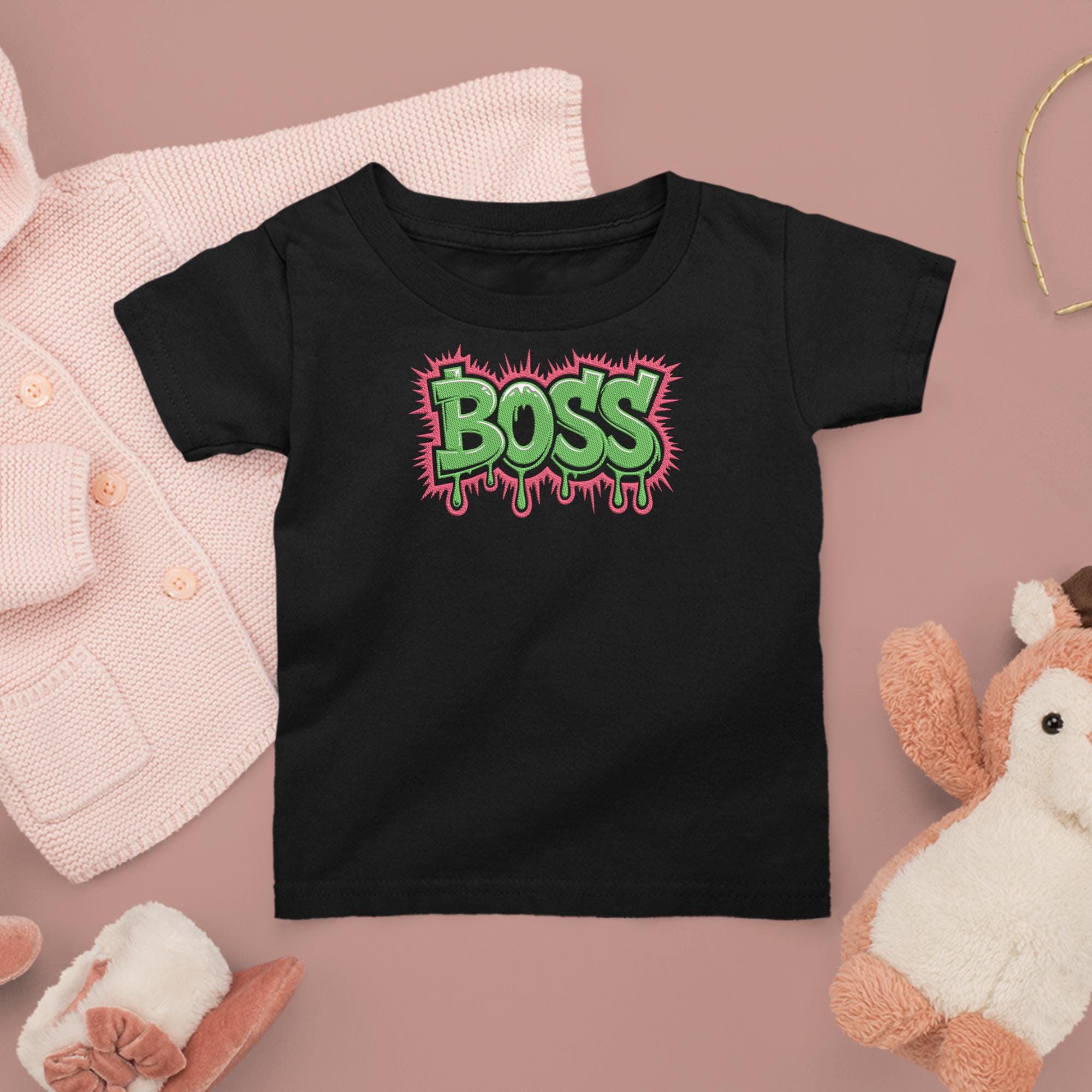 Boss Dripping Graffiti Embroidery Design, Bold Street Style Text ...