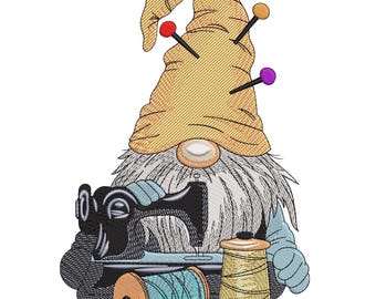 Sewing Gnome Embroidery Designs, Sewing Machine Embroidery File, Gnome Crafting  Embroidery Design, Digital Embroidery Design EMB, PES Files
