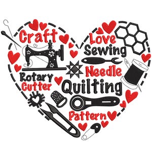 Sewing Heart Embroidery Design, Sewing Machine Embroidery File, Sewing Lover Embroidery Design, Sewing Machine Embroidery File