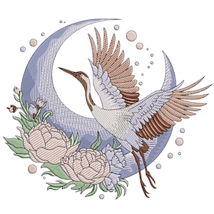 Crane Bird Machine Embroidery Design, Bird Machine Embroidery Design, Summer Machine Embroidery File, Cranes Japanese Embroidery File, EMB