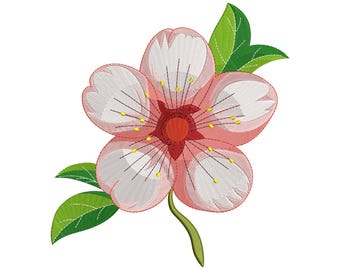 Pink Flower Embroidery Design, Floral Blossom Machine Embroidery File, Instant Download