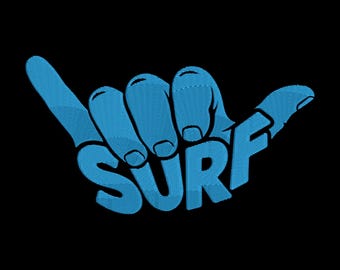 Surf Shaka Hand Embroidery Design, Surf Machine Embroidery File, Beach Embroidery Pattern, Instant Download