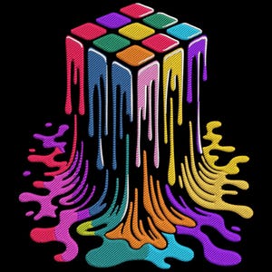 Colorful Cube Machine Embroidery Design, Machine Embroidery Design, Cube Splash Embroidery File, Rubik&#39;s Cube Splash Embroidery Instant File