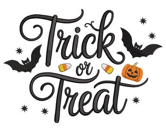 Trick or Treat Embroidery Design, Halloween Machine Embroidery Design, Digital Embroidery File, Halloween Trick Or Treat Embroidery, Instant