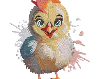 Bauernhof Küken Stickdatei, lustiger kleiner Vogel Nähmaschine Stickdatei, Instant Download
