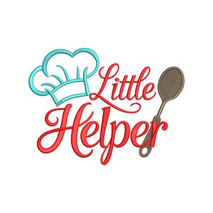 May include: A logo with the words "Little Helper" in red script, a teal chef's hat, and a brown slotted spoon. The design is likely for a kitchen or cooking-related product or brand.