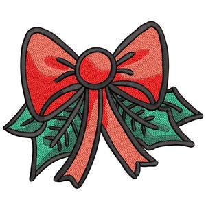 Christmas Bow Embroidery Design, Festive Machine Embroidery File, Holiday Bow Embroidery, Christmas Bow Machine Embroidery EMB, PES File
