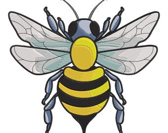 Bee Embroidery Design, Honeybee Insect Machine Embroidery File, Instant Download