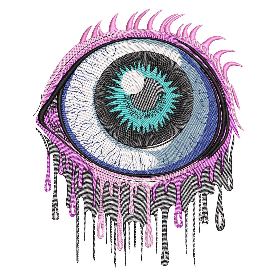 Creepy Dripping Eye Embroidery Design, Gothic Machine Embroidery Small ...