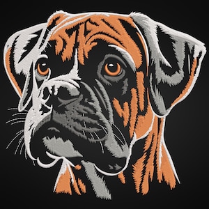 Boxer Dog Portrait Embroidery Design, Dog Head Machine Embroidery, Machine Embroidery Design, Cute Pet Embroidery File, Machine Embroidery