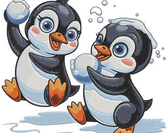 Baby Penguin Embroidery Design, Winter Mini Animal Machine Embroidery Digitized File, Instant Download