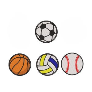 Sports ball Embroidery Design Bundle, Baseball Machine Embroidery File, Football Machine Embroidery Design, Basketball Embroidery Design