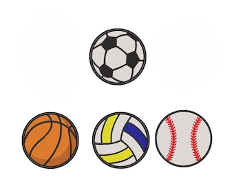 Sportbal borduurontwerpbundel, honkbalmachine borduurbestand, voetbal machine borduurontwerp, basketbal borduurontwerp