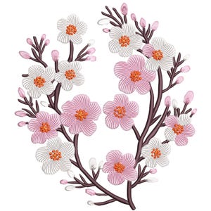 Cherry Blossom Wreath Embroidery Design, Sakura flowers Embroidery Design, Machine embroidery file, Cherry Floral Machine Embroidery File