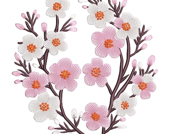 Cherry Blossom Wreath Embroidery Design, Sakura flowers Embroidery Design, Machine embroidery file, Cherry Floral Machine Embroidery File