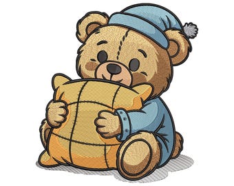 Sweet Teddy Bear Embroidery Design, Hugging Pillow Machine Embroidery File, Instant Download