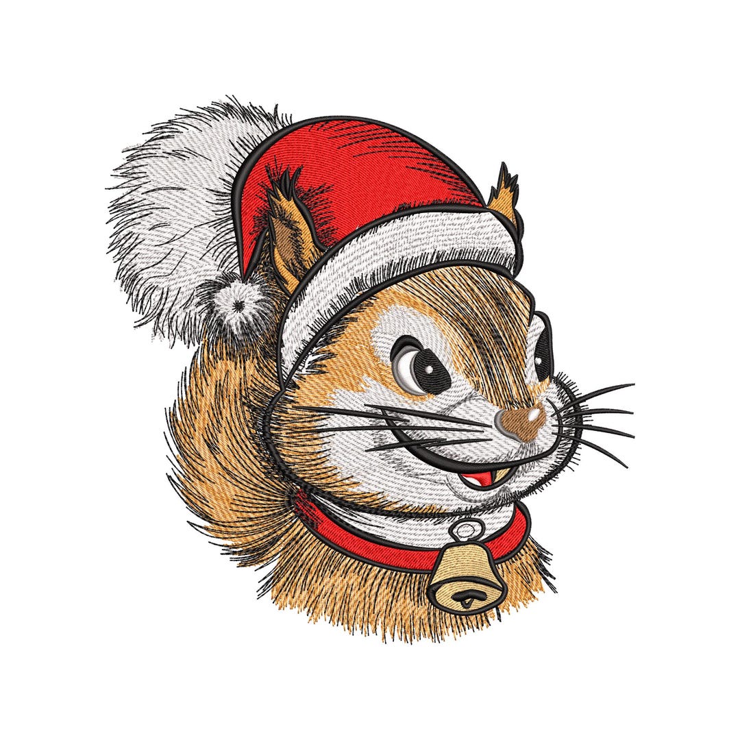 Christmas Chipmunk Machine Embroidery Design, Santa Holiday Embroidery ...