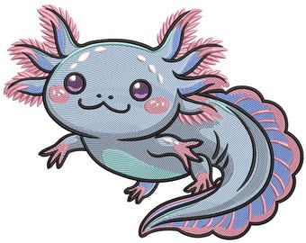 Cute Axolotl Embroidery Design, Large Axolotl Machine Embroidery File, Ocean Animal Embroidery Design, Machine Embroidery Instant File