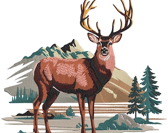 Deer Machine Embroidery Design, Animal Machine Embroidery File, Jungle Animal Design Embroidery, Deer Embroidery Design Instant EMB File