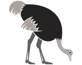 Ostrich Embroidery Design, Realistic Ostrich Bird Machine Embroidery File, Instant Download