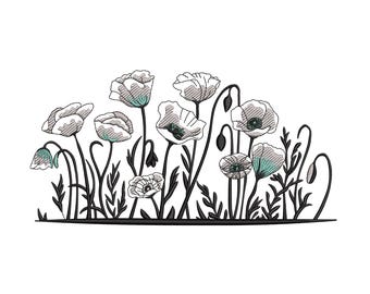 Weidebloemen borduurwerk ontwerpen, botanische blad bloemen machine borduurwerk digitaal bestand, Instant Download